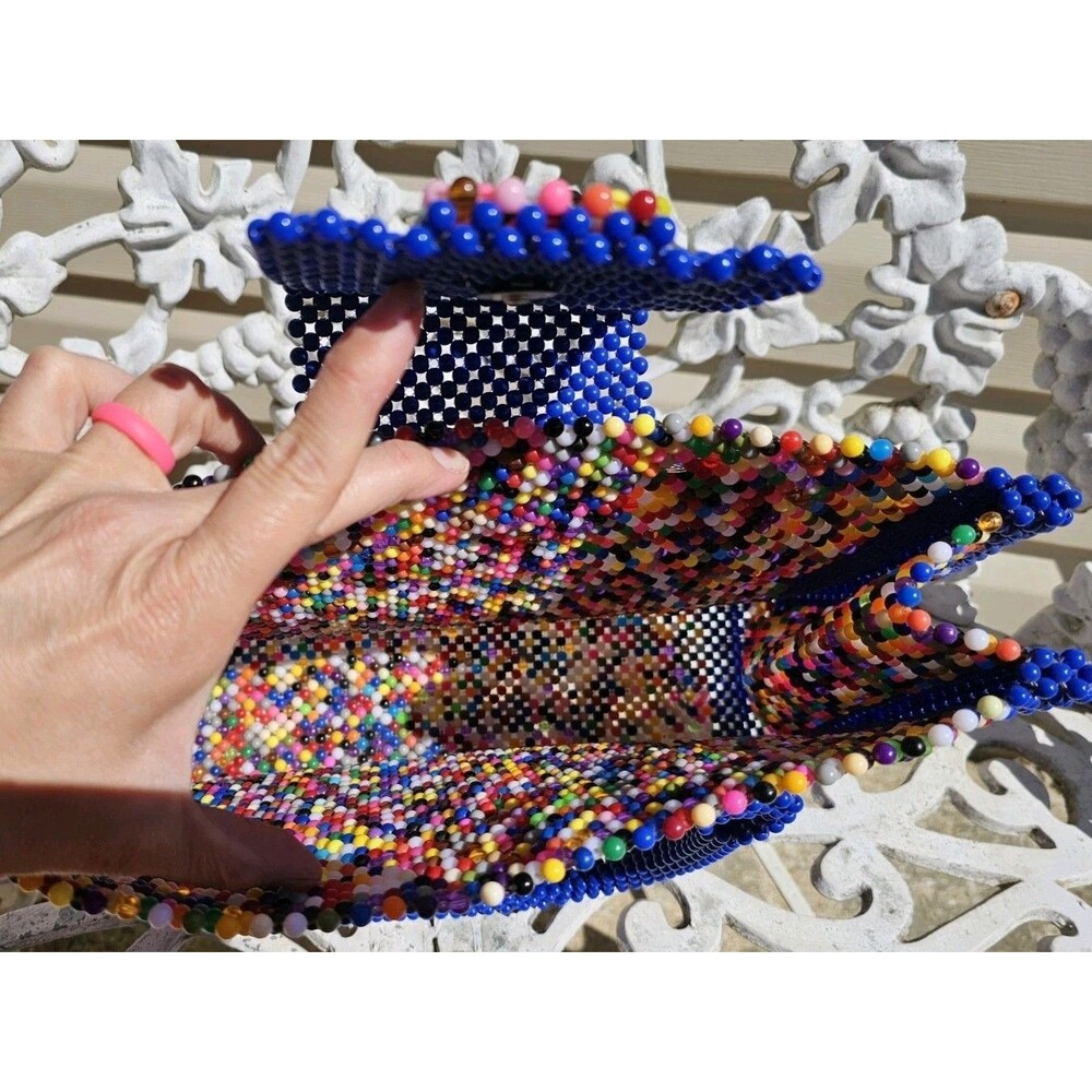 Handmade Multi-Colored Beaded Handbag EC! - Picture 5 of 12